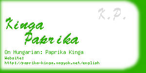 kinga paprika business card
